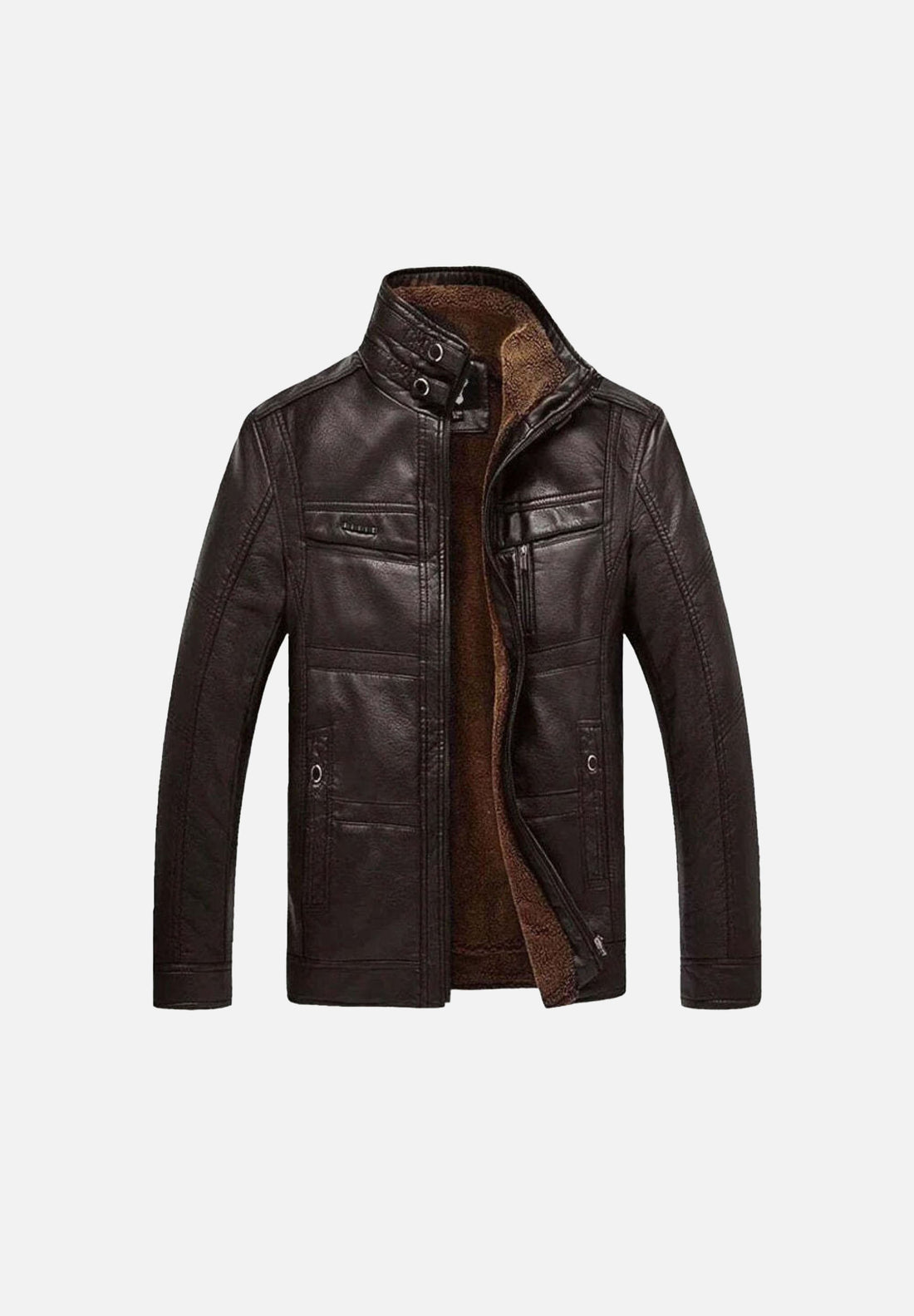 Soto Dark Coffee Leather Bomber Jacket