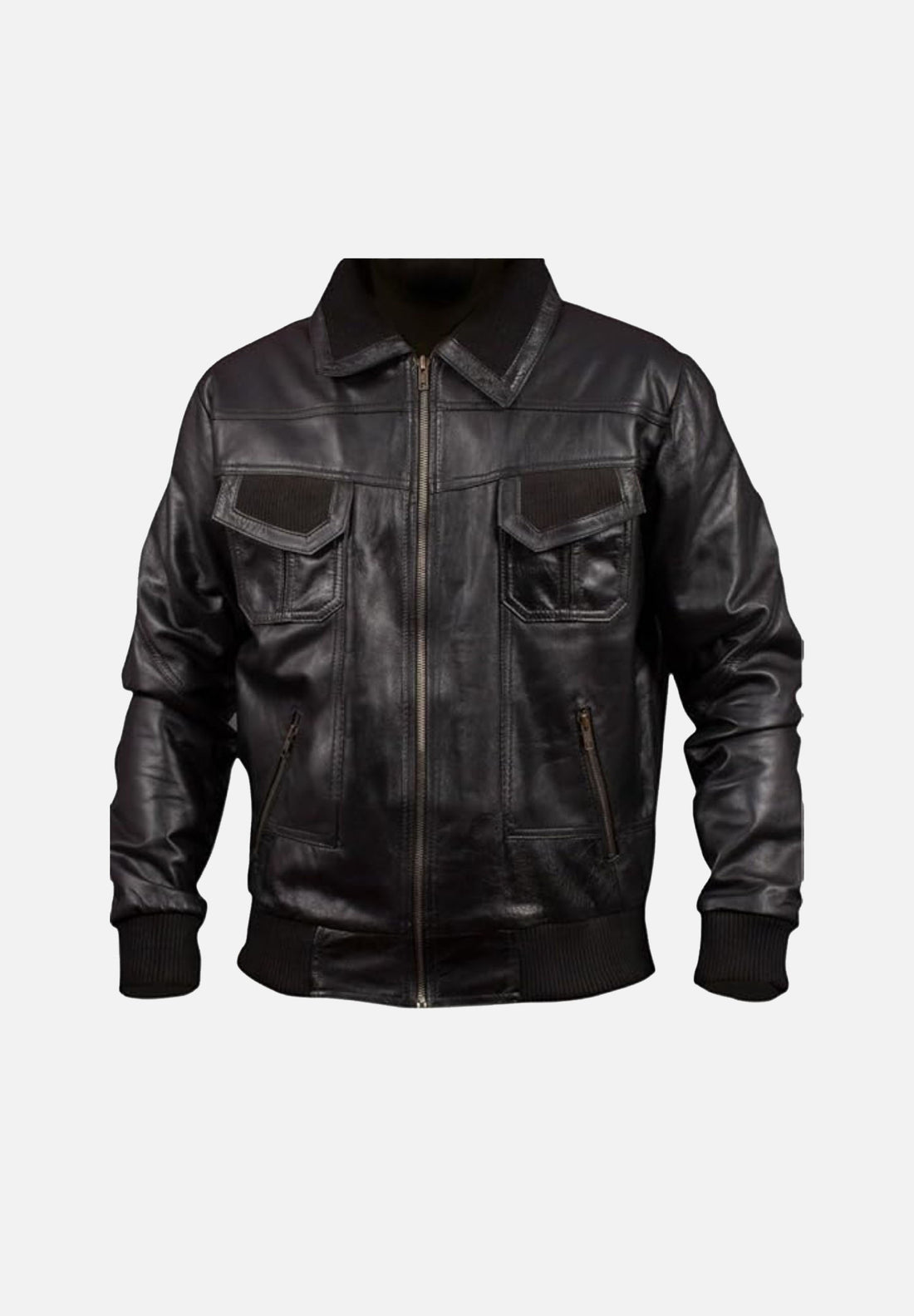 Woodring Black MA-2 Aviator Leather Bomber Jacket