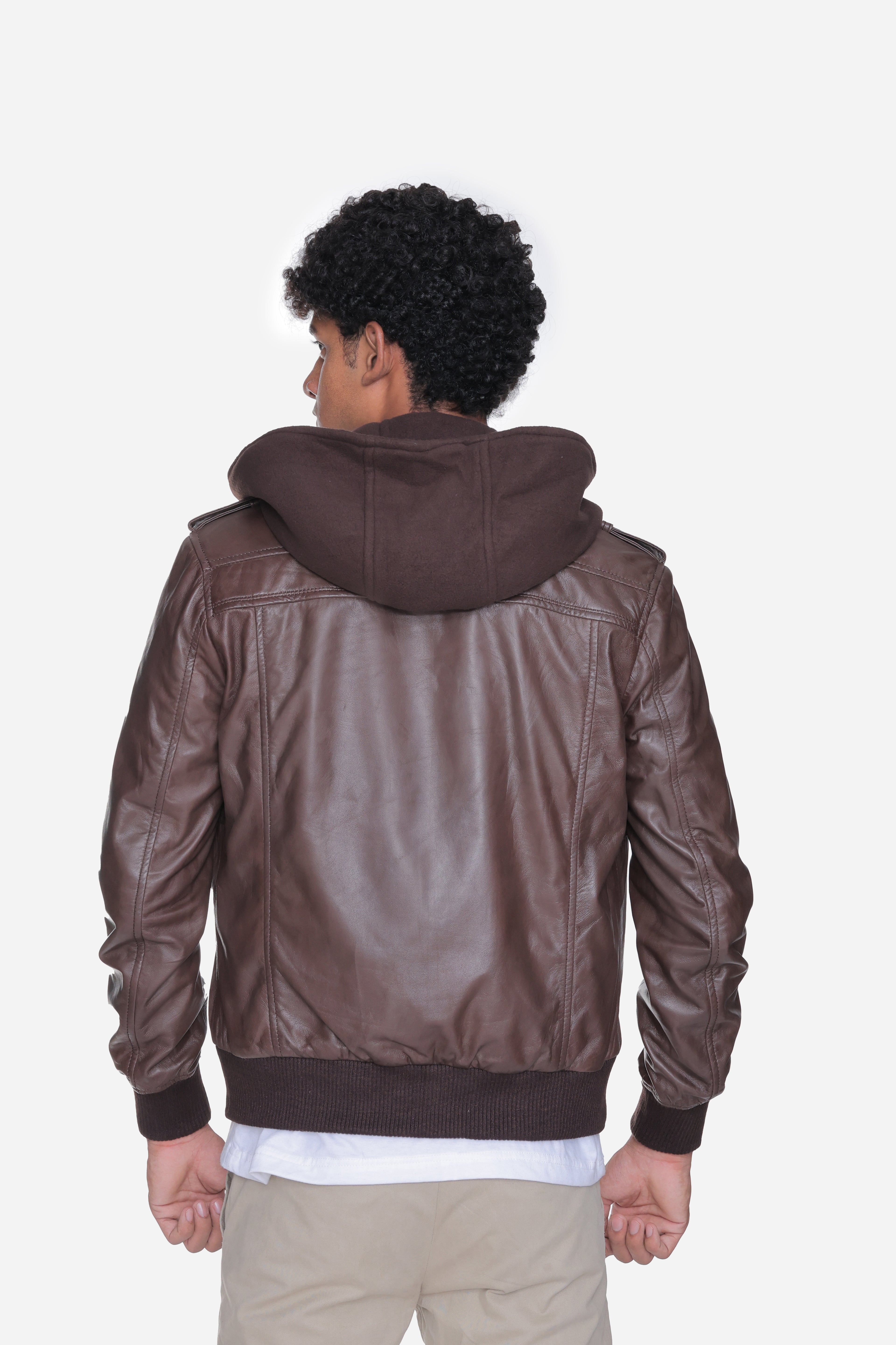 Zoghby Black Leather Bomber Jacket