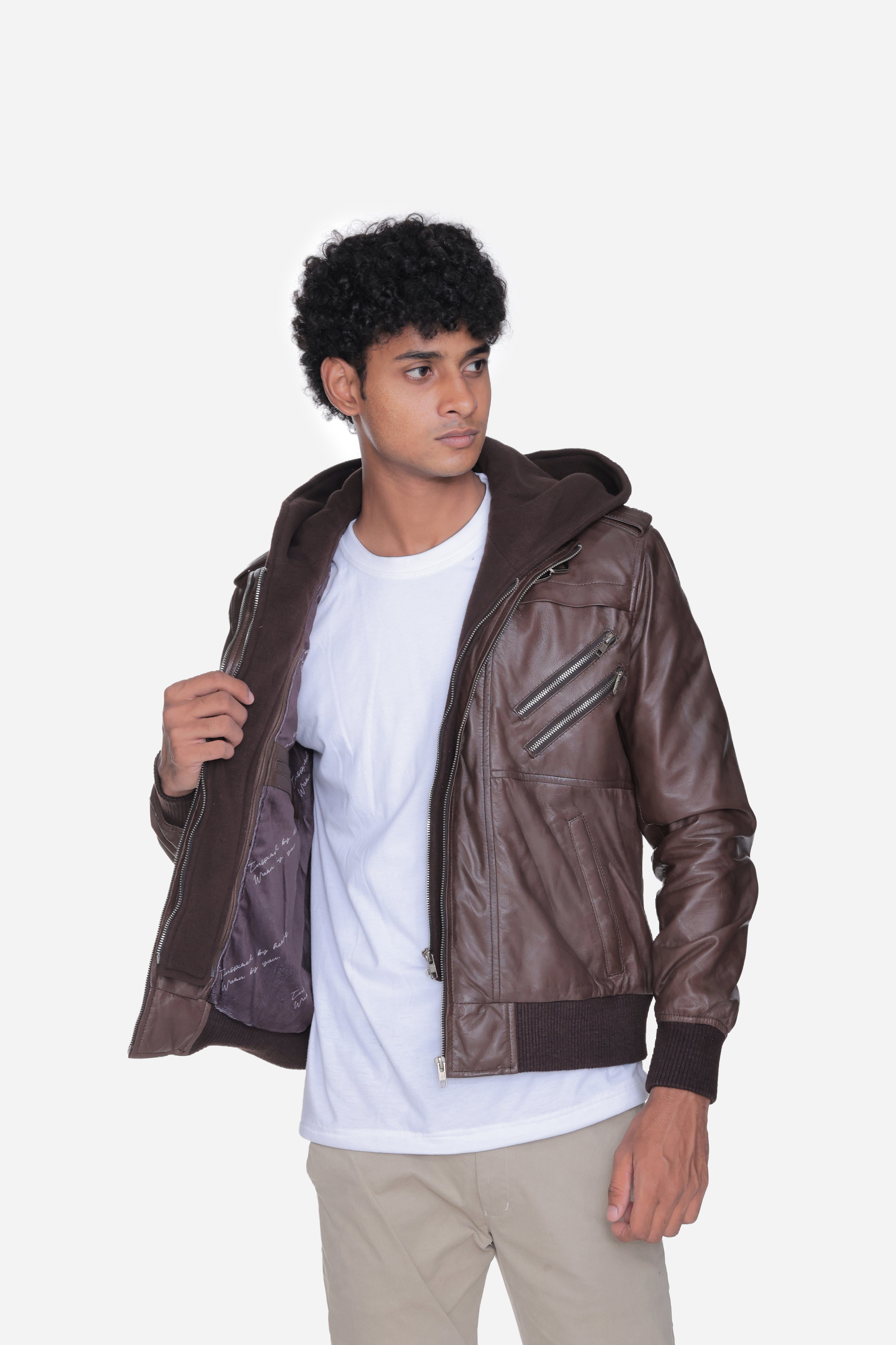 Zoghby Black Leather Bomber Jacket