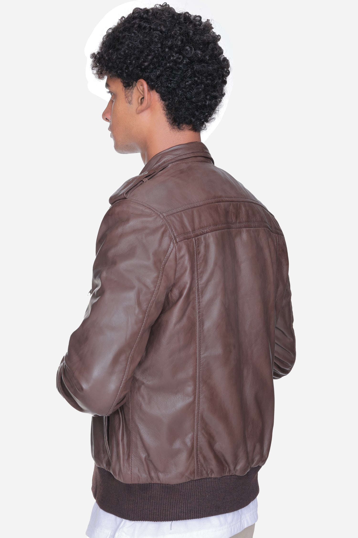 Zoghby Black Leather Bomber Jacket